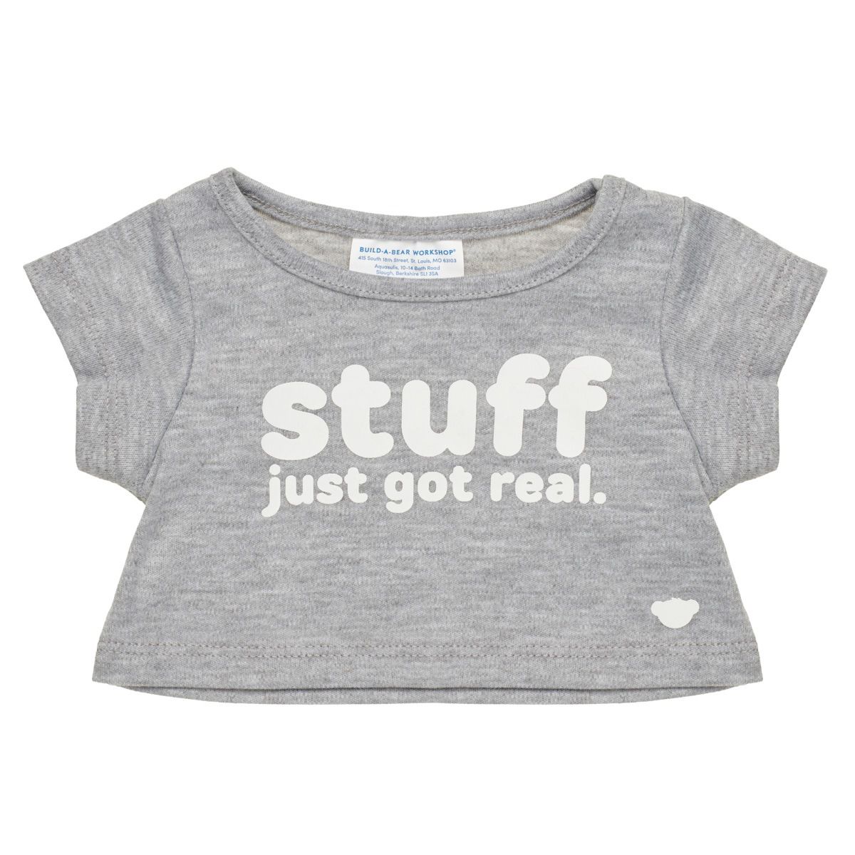 BUILD A BEAR - Polera Build a Bear gris Stuff Just Got Real para peluche