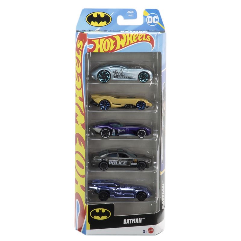 HOT WHEELS - PACK 5 AUTOS BASICOS HOTWHEELS - BATMAN