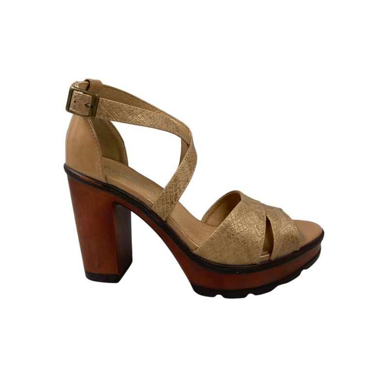 HERIEL - Sandalia Beige Taco Mujer.