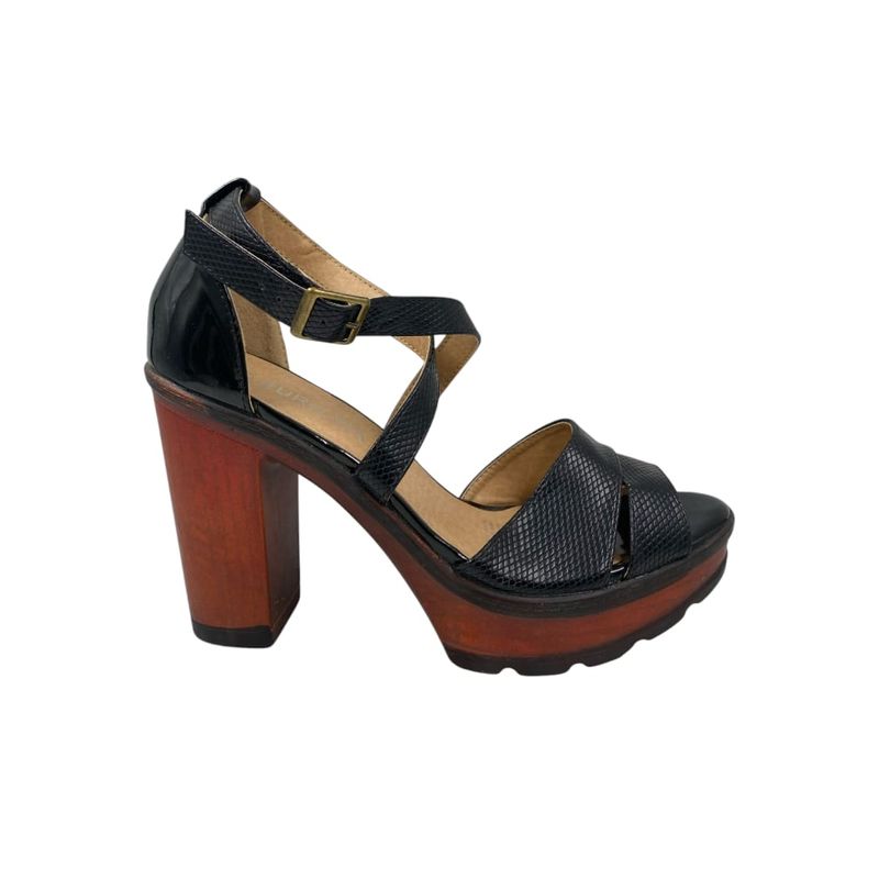 HERIEL - Sandalia Negra Taco Mujer.