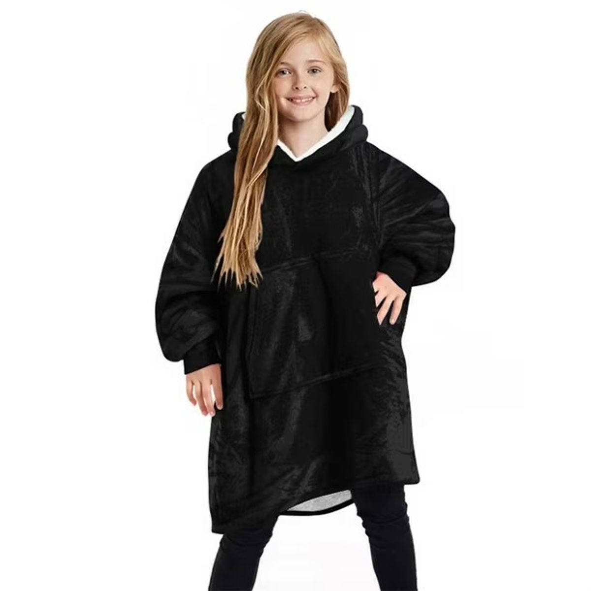 ARCA SHOPPING - Polerones De Niña Poleron Con Capucha Niño Poleron Polar Niño NEGRO