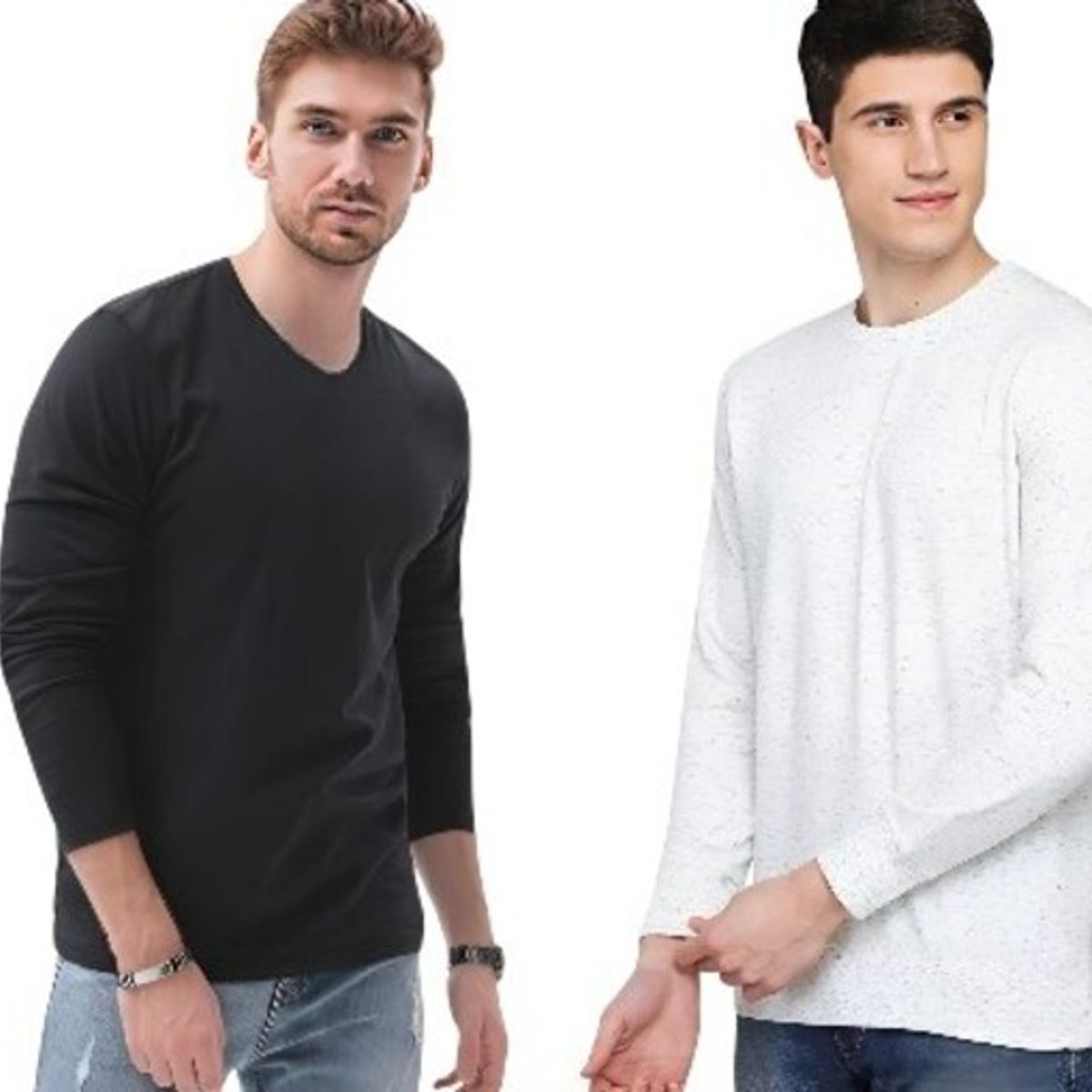 MROTTO - Pack x2 Poleras Hombre Manga Larga Cuello Redondo