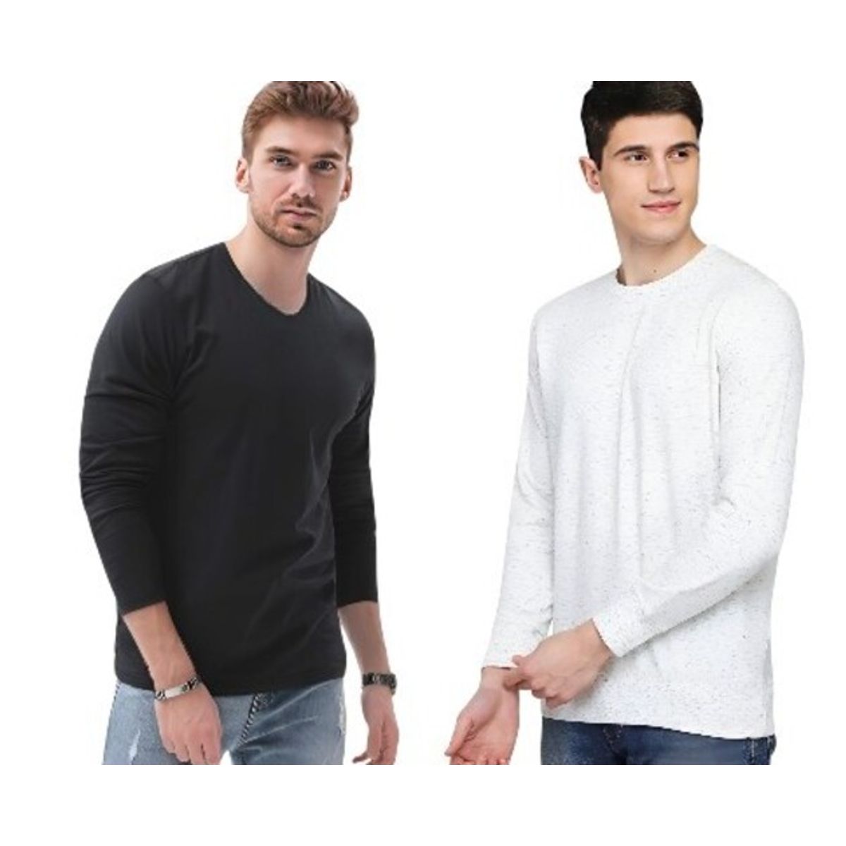MROTTO - Pack x2 Poleras Hombre Manga Larga Cuello Redondo