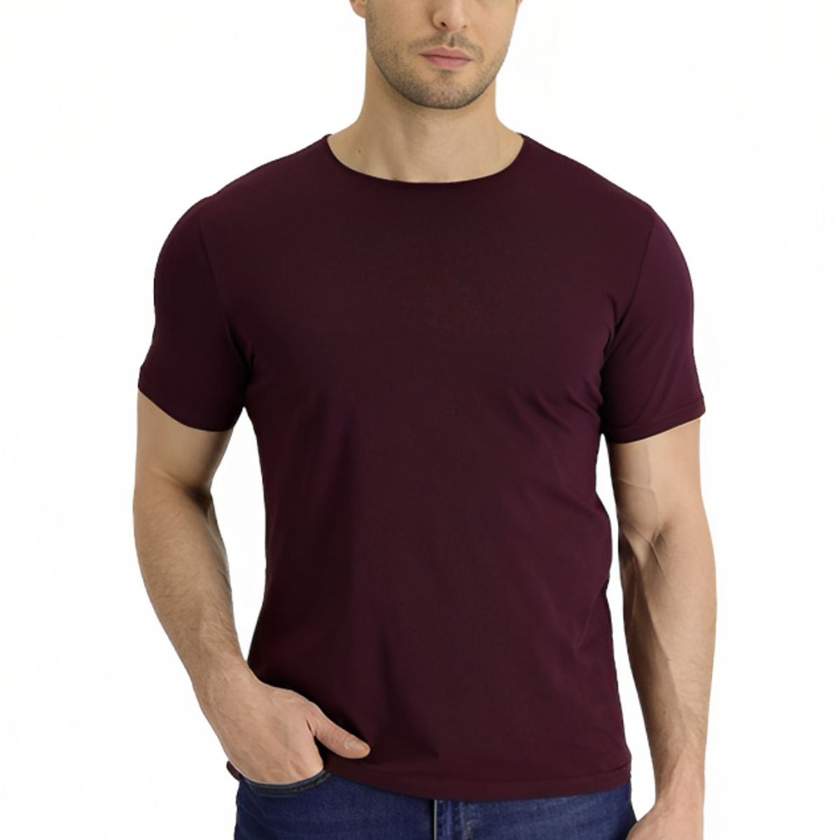 MROTTO - Polera Hombre Casual Manga Corta Cuello Redondo
