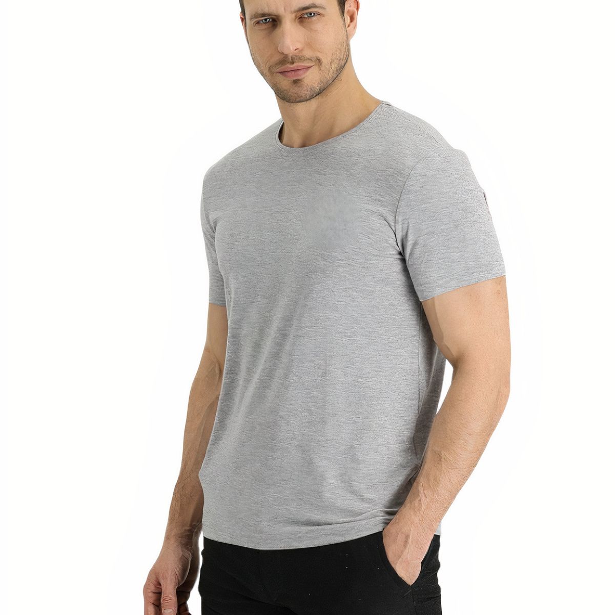 MROTTO - Polera Hombre Casual Manga Corta Cuello Redondo