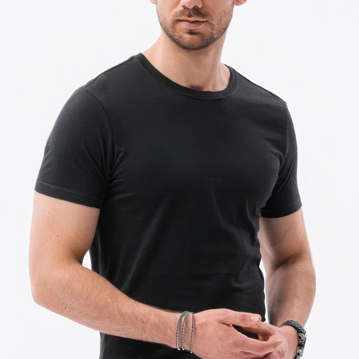 MROTTO - Polera Hombre Casual Manga Corta Cuello Redondo