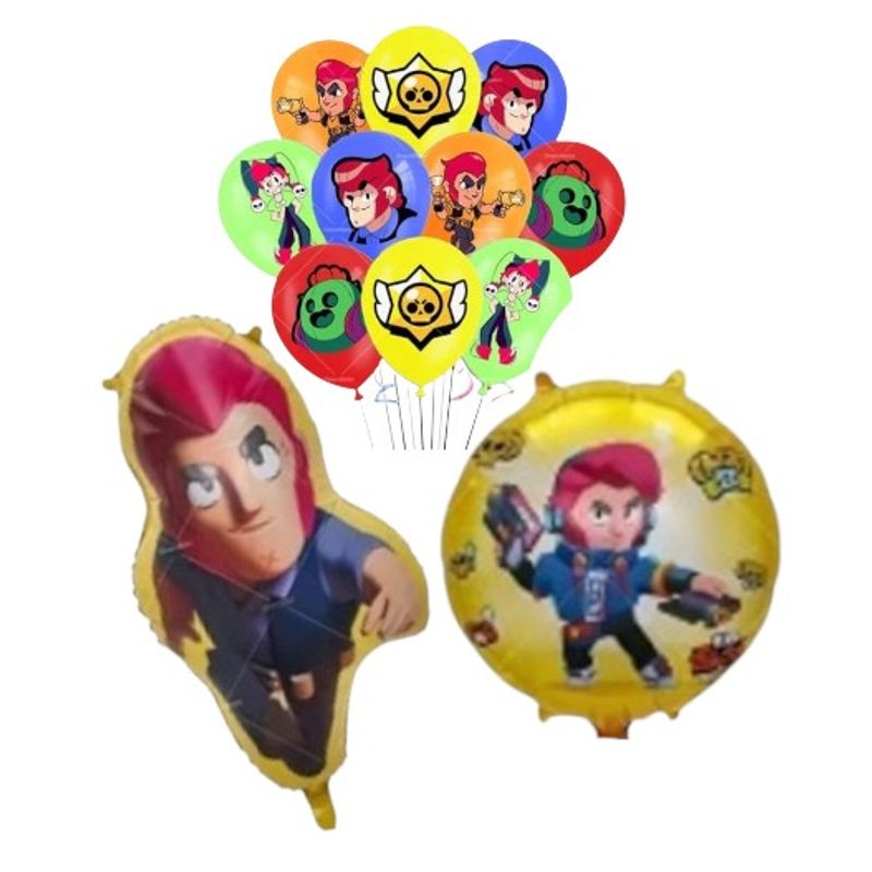 GENERICO - Set de Globos Brawl star aluminio + latex