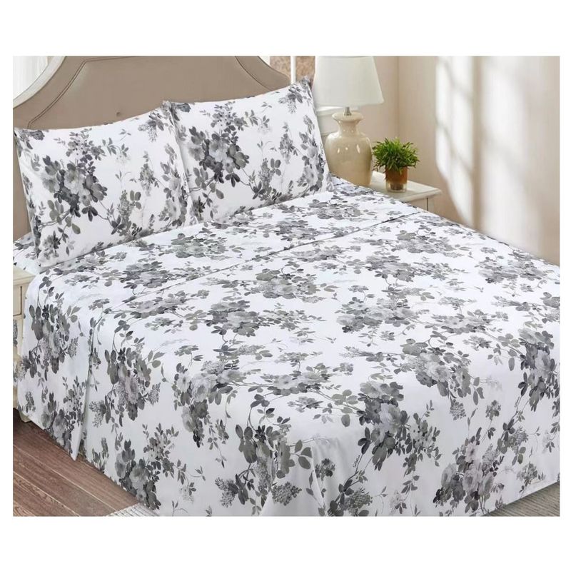 COMPRAPO - Juego de Sábanas 1.5 Plaza Flower Gray