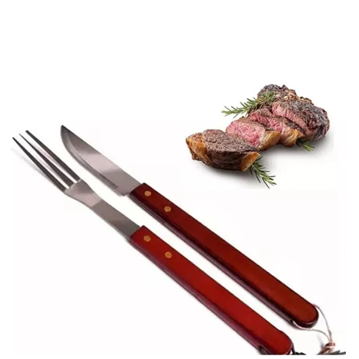 GENERICO - Set Parrillero Para Asado Cuchillo Tenedor Acero Inoxidable