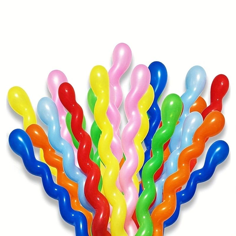 GENERICO - 100 unidades de Globos Largos Látex  Forma En Espiral