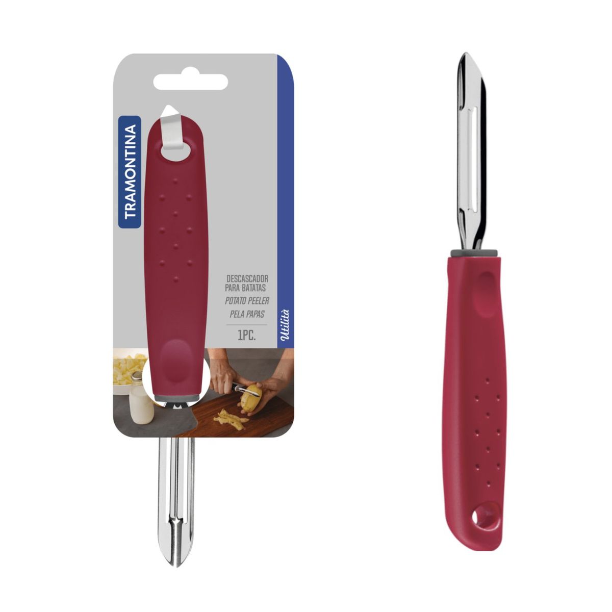 TRAMONTINA - Pelador de Verduras y Frutas Tramontina Acero Inoxidable Utilità