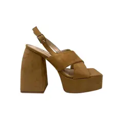HERIEL - Sandalia Camel Plataforma Mujer.