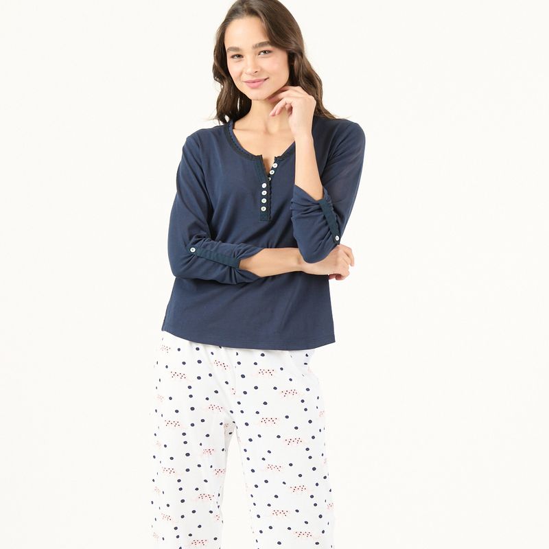 BARBIZON - Pijama de Mujer Clara Manga Larga Azul