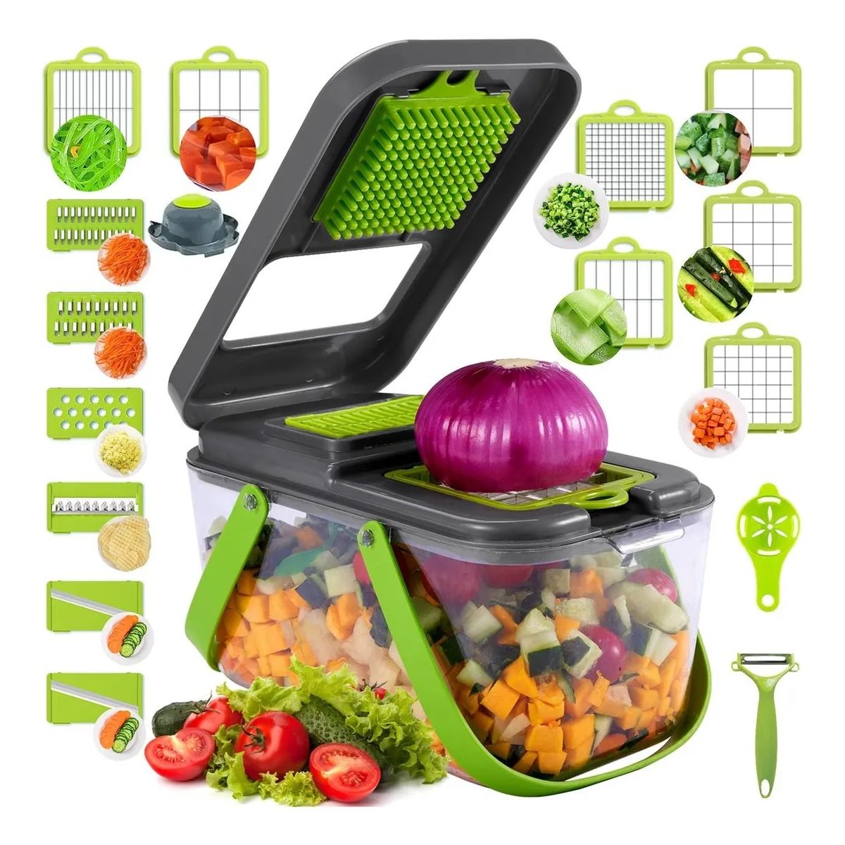 GENERICO - Rallador Picador Cortador Frutas Y Verduras Multiuso 22 En 1