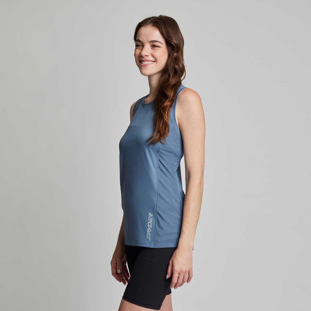 SPYDER - Polera Sin Mangas Entrenamiento Mujer Spyder Azul