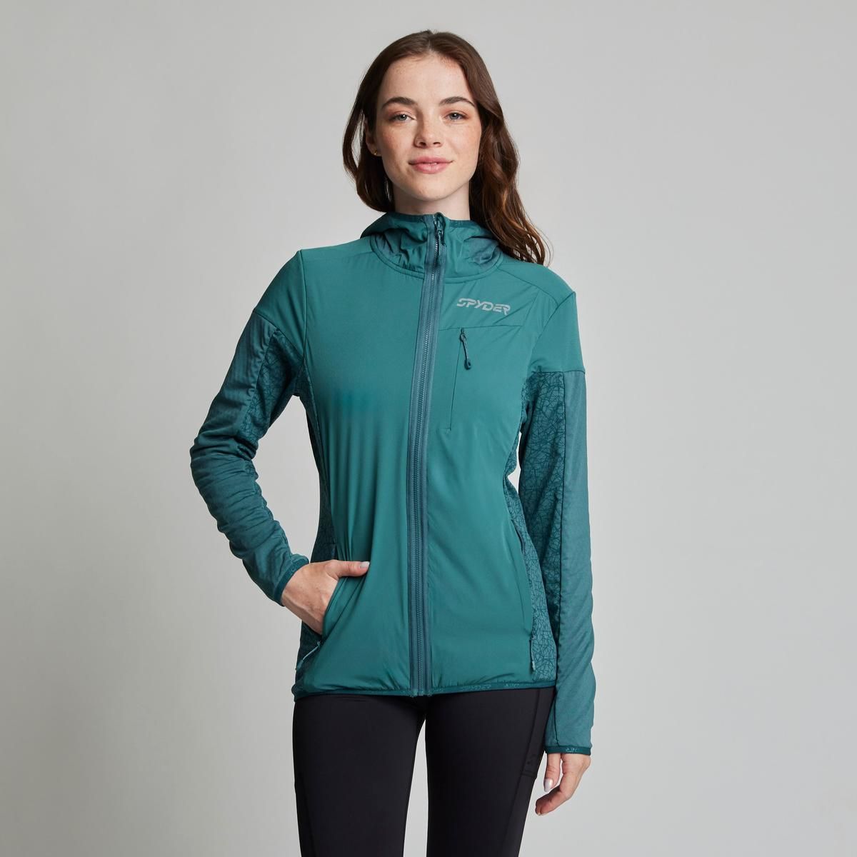 SPYDER - Polerón Hoodie Mujer Spyder Verde