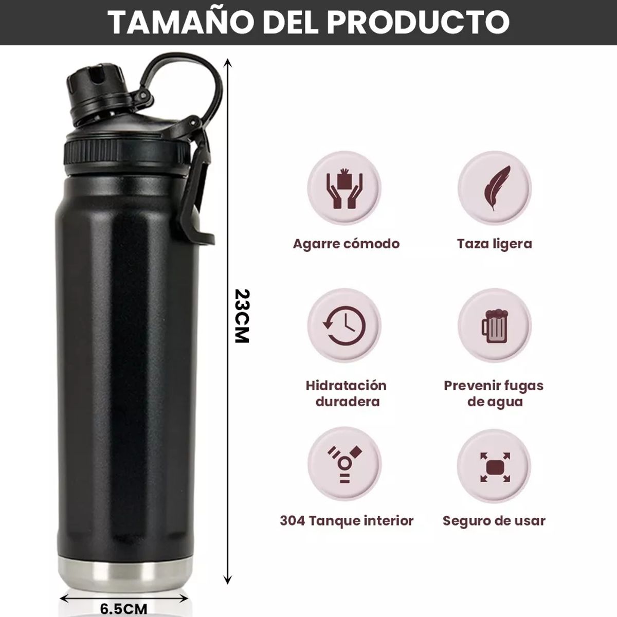 GENERICO - Termo Botella Agua Termica Acero Inoxidable 1000 Ml