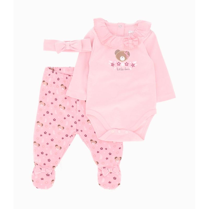 4KIDS - Conjunto recién nacida con osito rosado 4 Kids