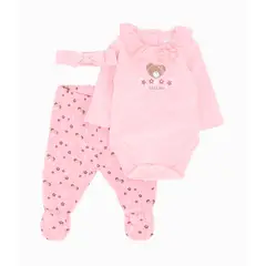 4KIDS - Conjunto recién nacida con osito rosado 4 Kids