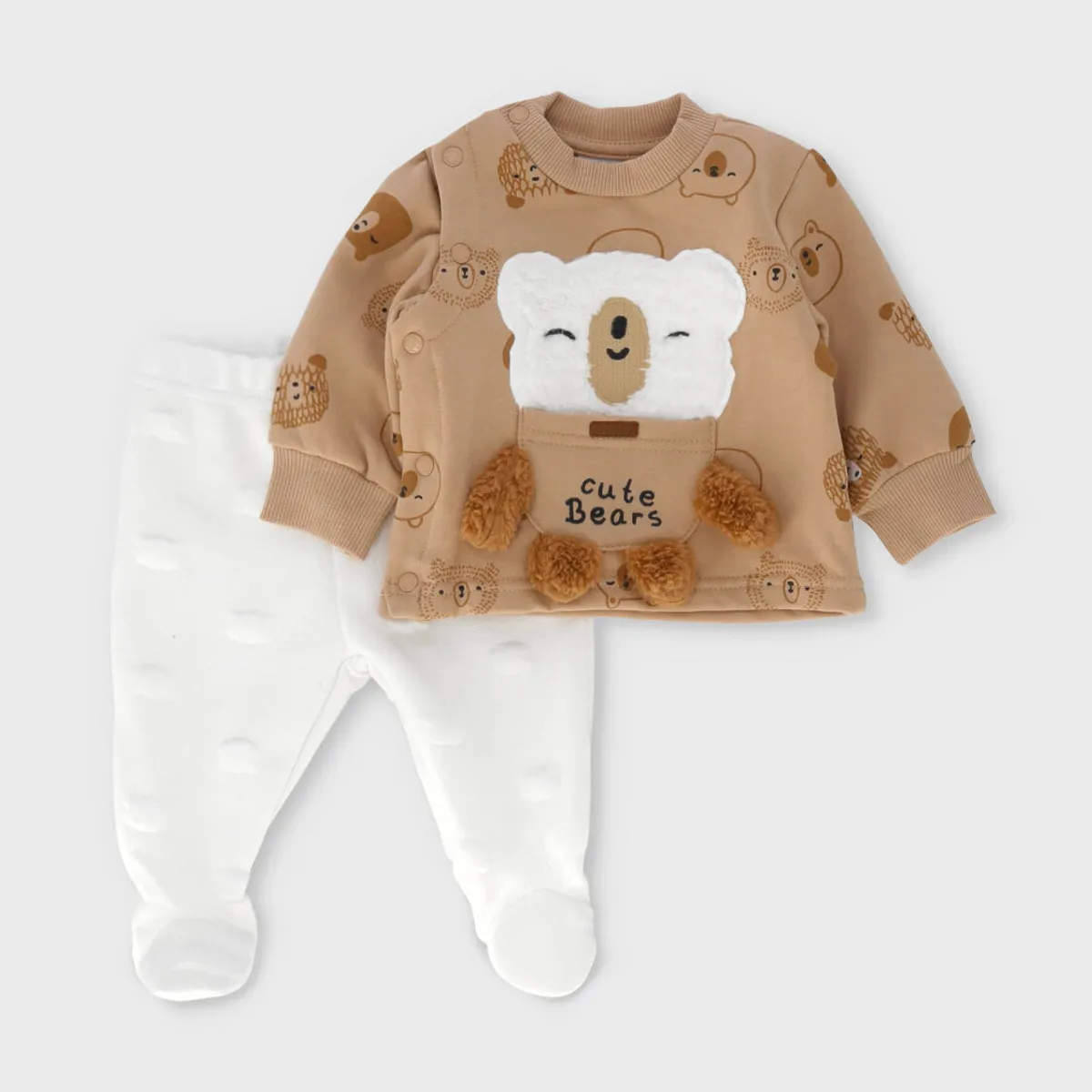 BLACK AND BLUE - Conjunto recién nacido con osito beige Black and Blue