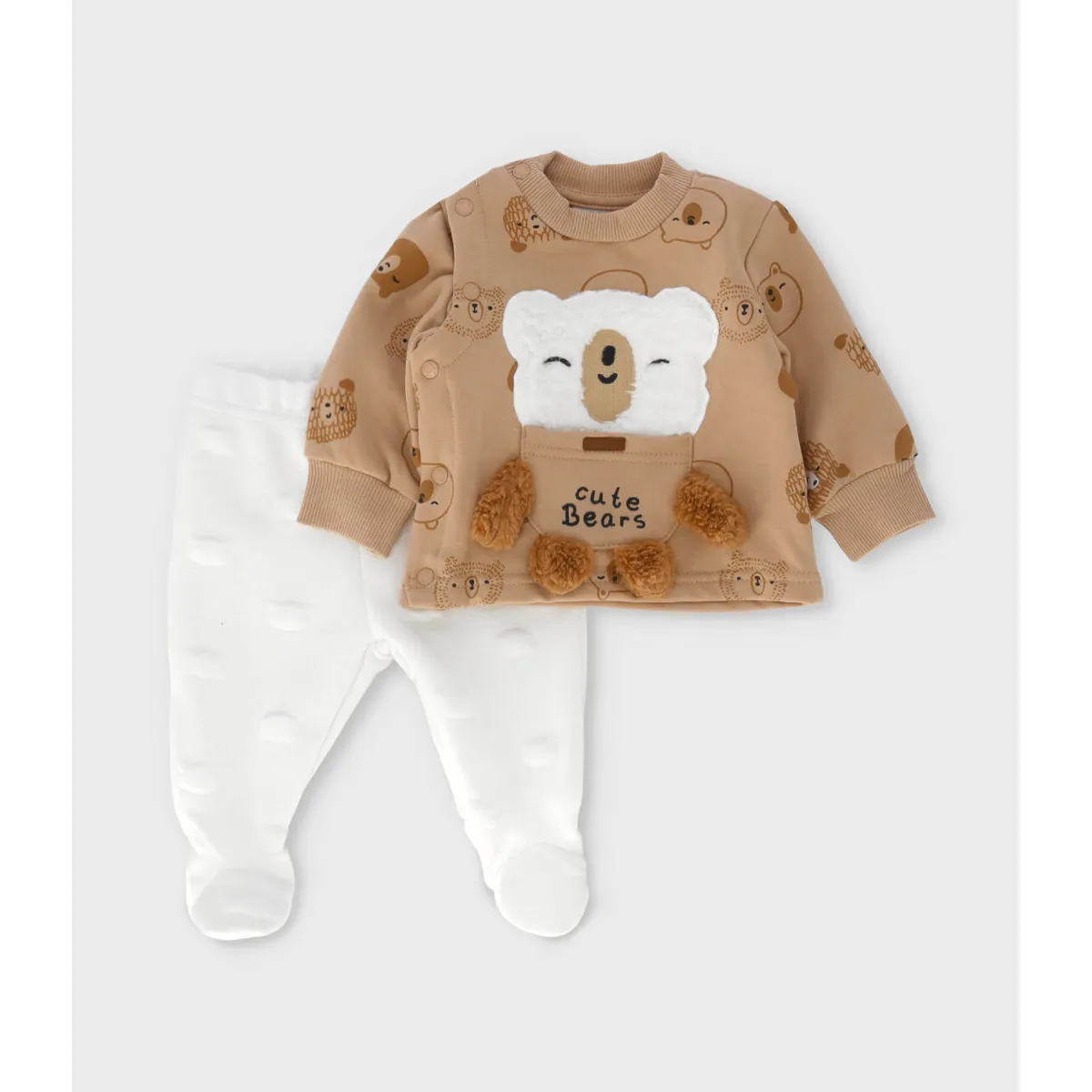 BLACK AND BLUE - Conjunto recién nacido con osito beige Black and Blue