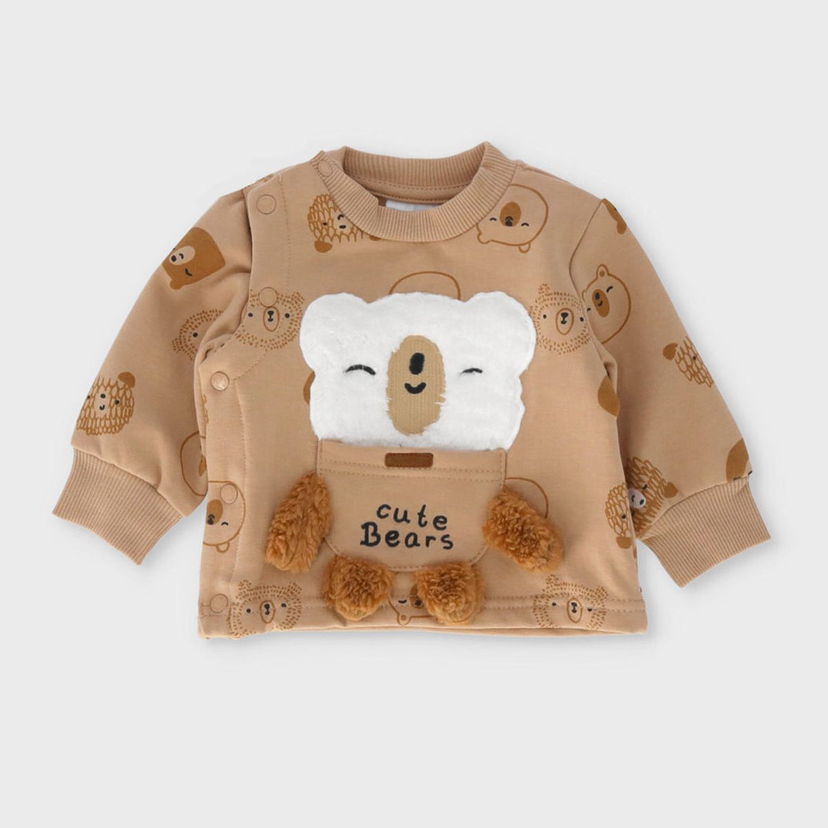 BLACK AND BLUE - Conjunto recién nacido con osito beige Black and Blue