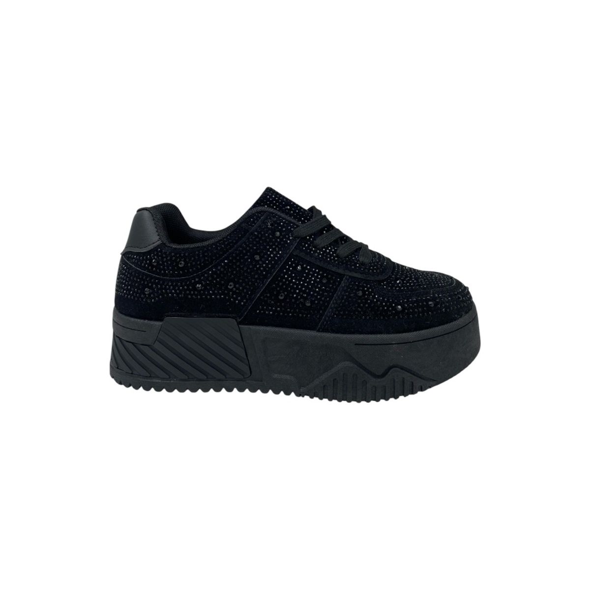 HERIEL - Zapatilla Negra Brillos Mujer