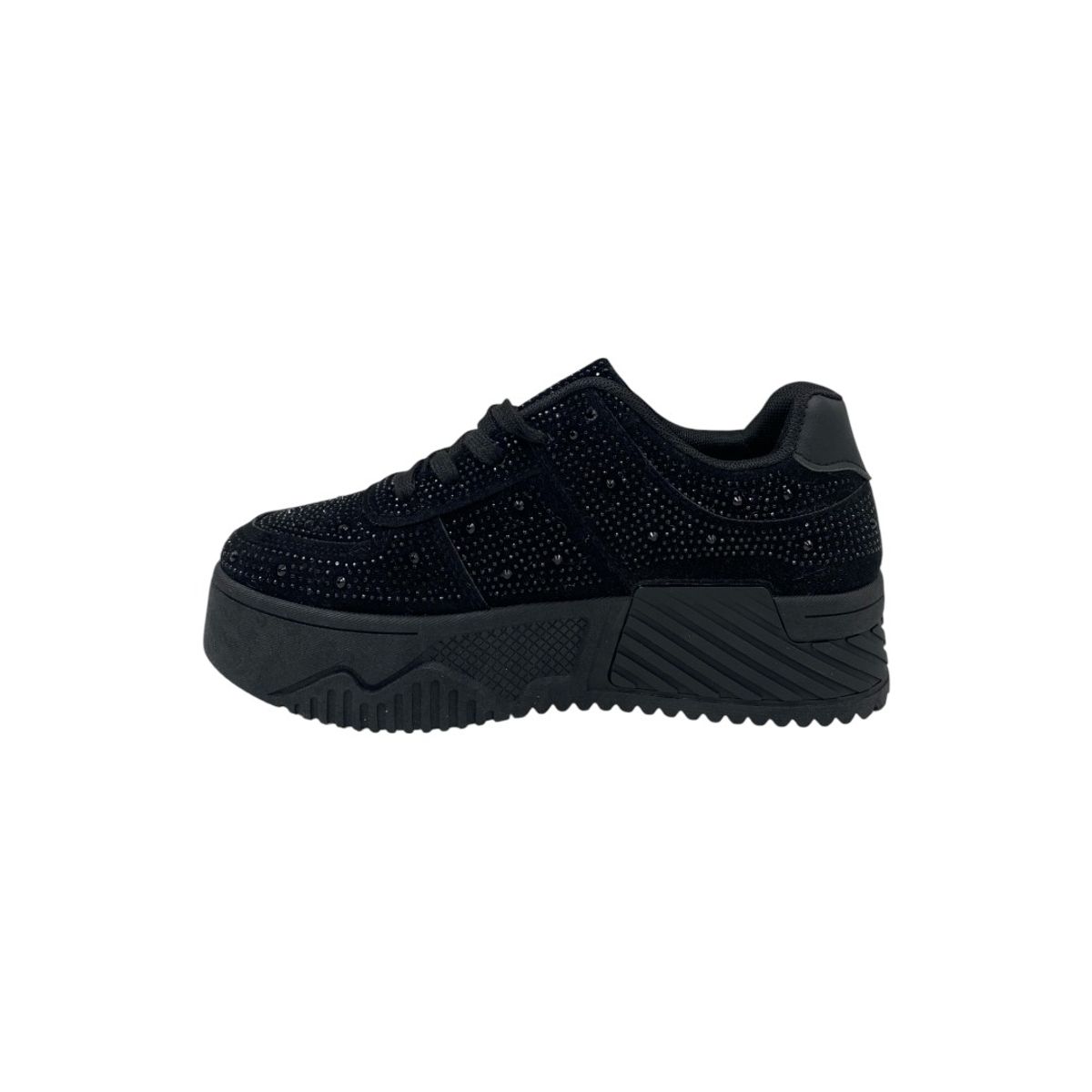 HERIEL - Zapatilla Negra Brillos Mujer