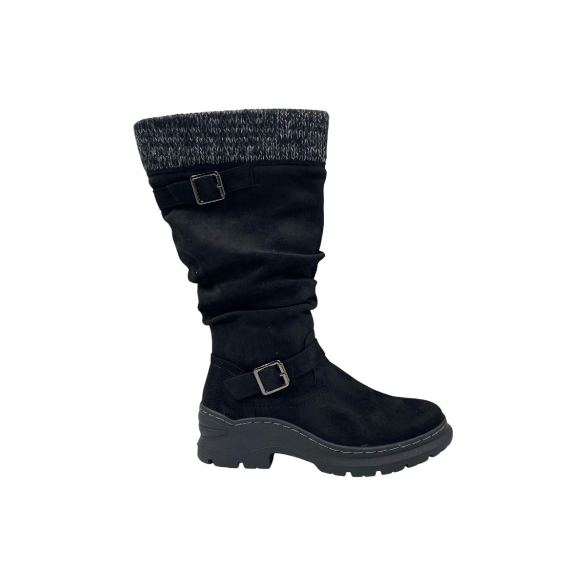 HERIEL - Bota Negra Gamuza Chiporro Mujer
