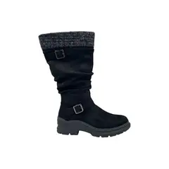 HERIEL - Bota Negra Gamuza Chiporro Mujer
