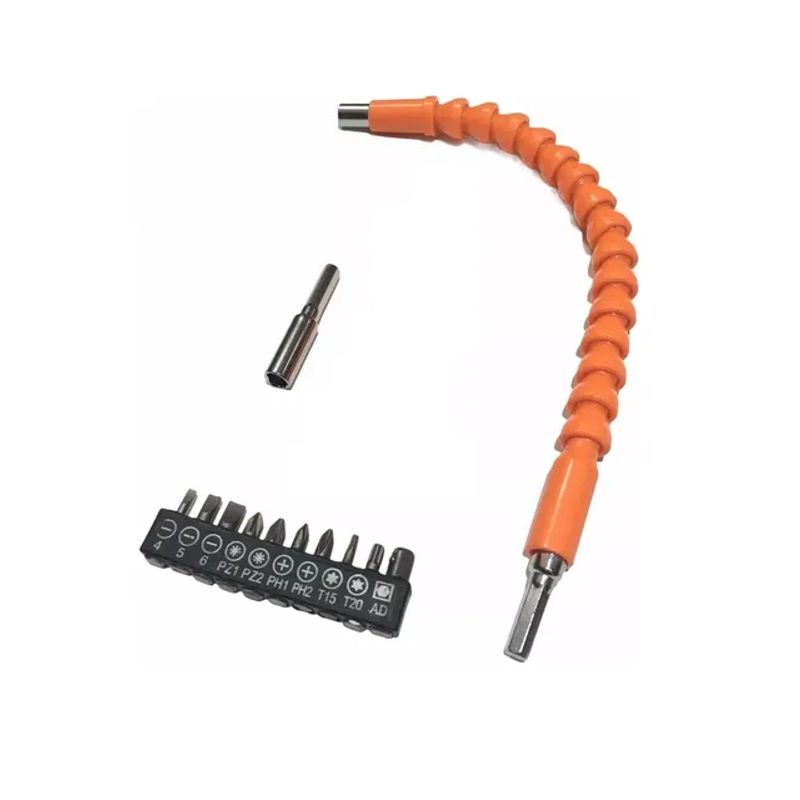 GENERICO - Extensión Flexible Y Brocas Eje De Atornillador 12 Pcs