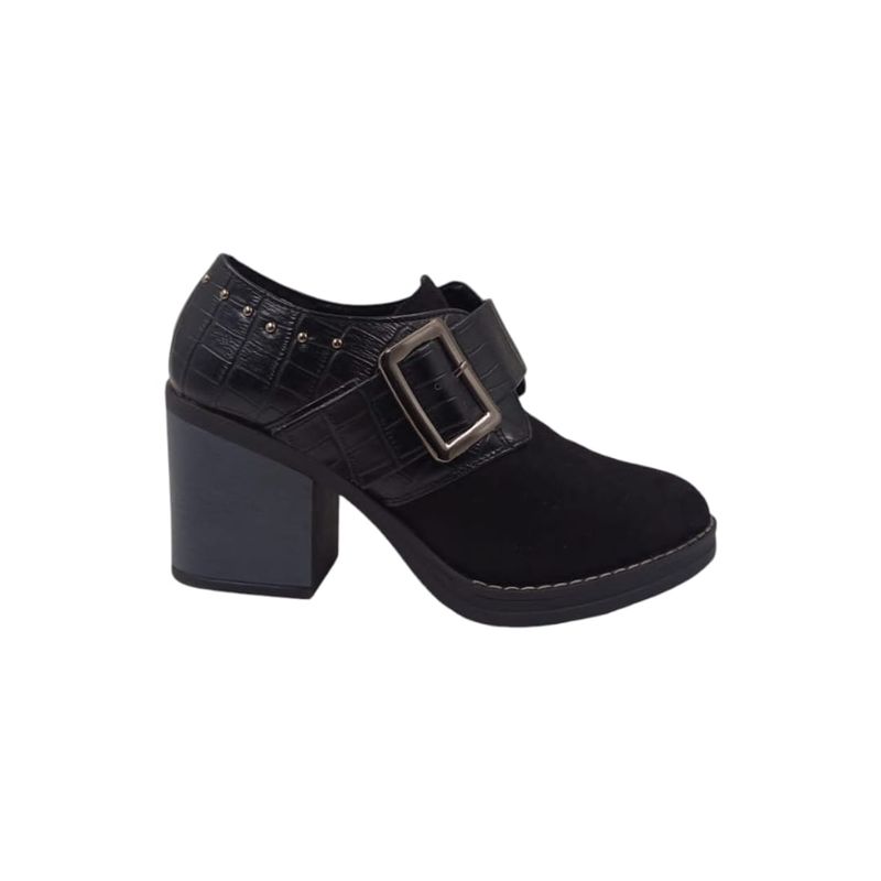 HERIEL - Zapato Negro Gamuza Mujer.