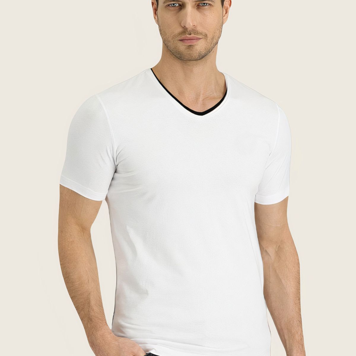MROTTO - Polera Hombre Cuello V Casual Manga Corta