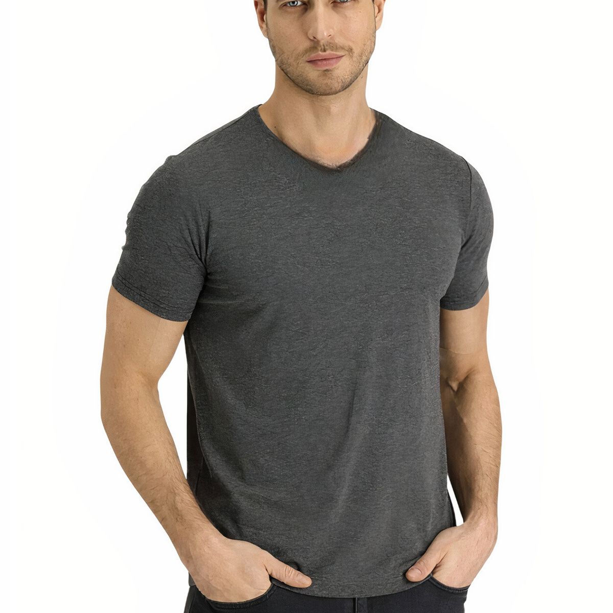 MROTTO - Polera Hombre Cuello V Casual Manga Corta