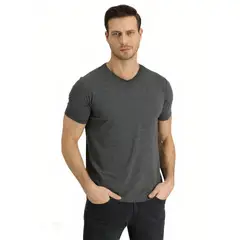 MROTTO - Polera Hombre Cuello V Casual Manga Corta