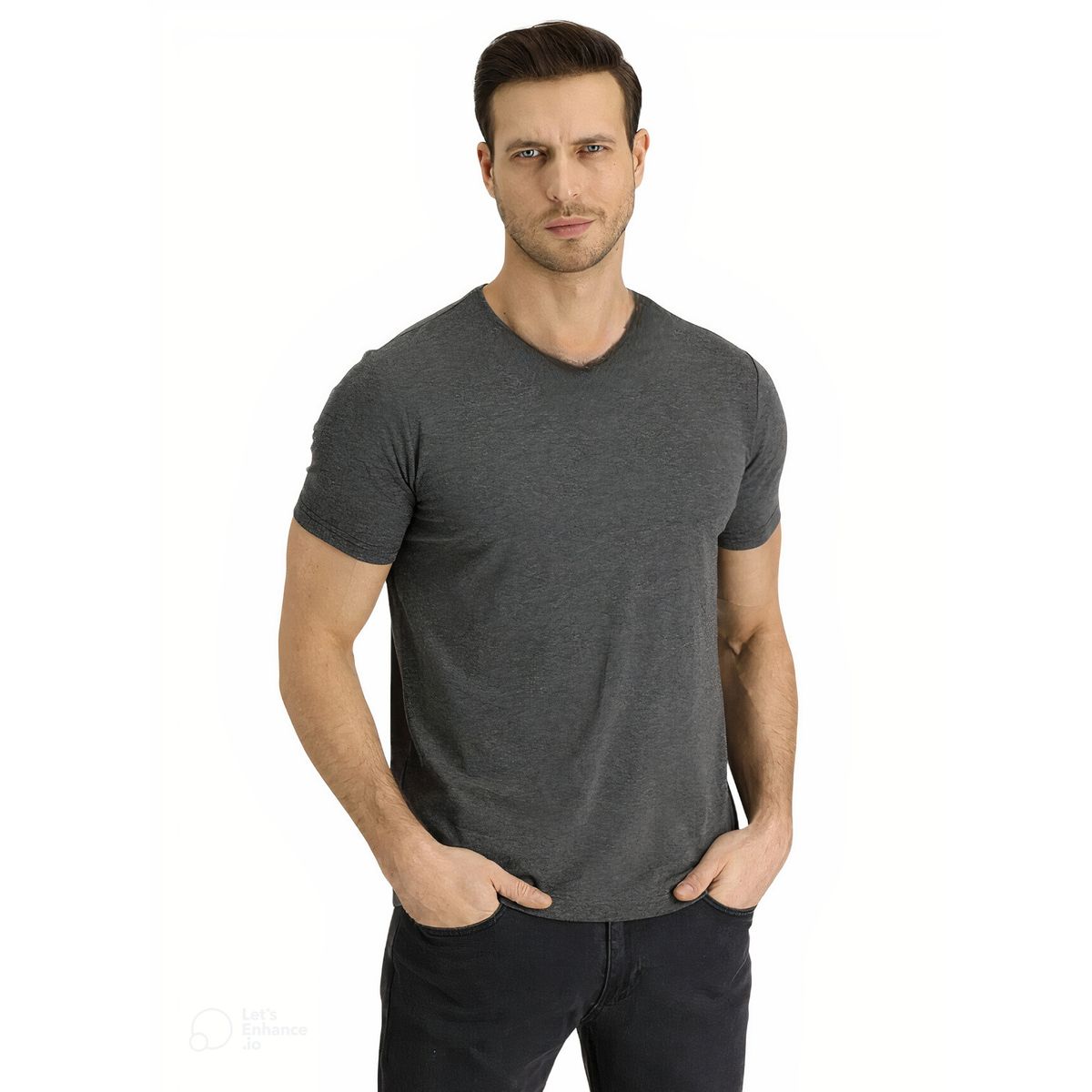 MROTTO - Polera Hombre Cuello V Casual Manga Corta