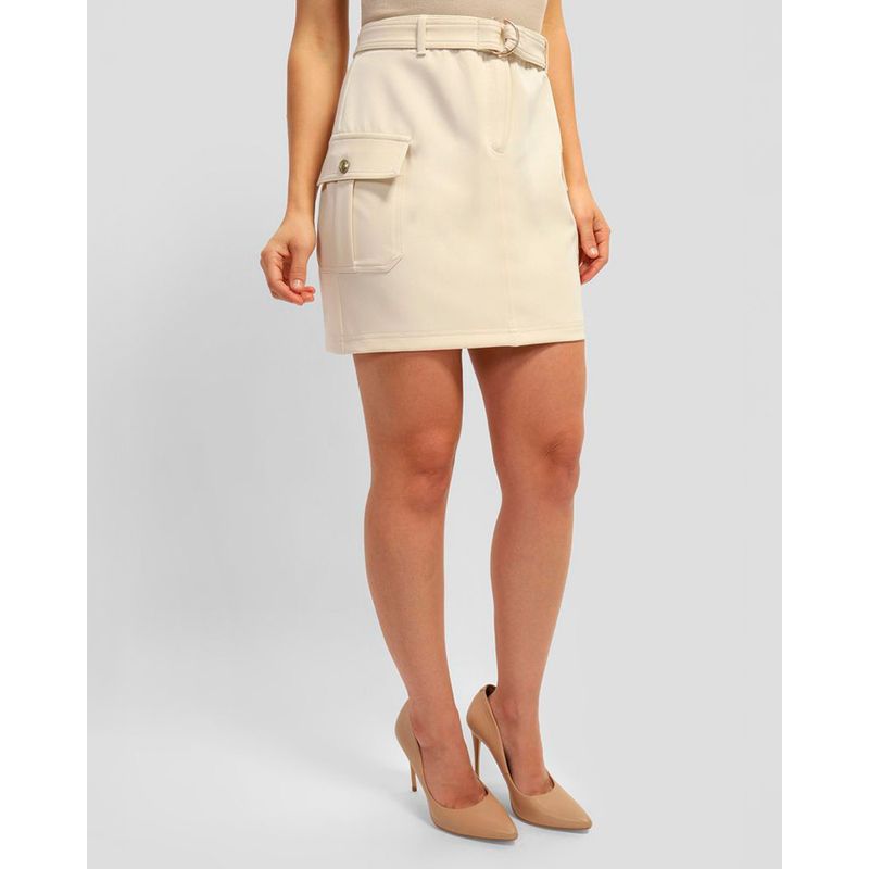 GUESS - Falda Fiona Cargo Crepe Skirt Mujer Café