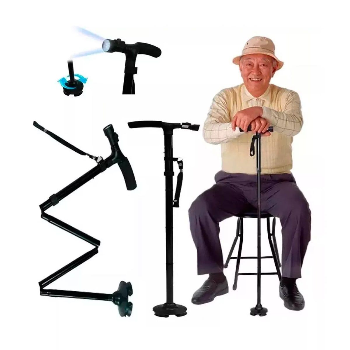 MOVI - BASTON ORTOPEDICO PLEGABLE CON LUZ.-