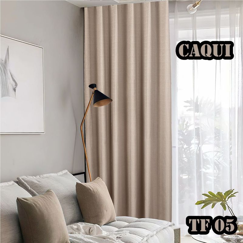GENERICO - CORTINAS BLACKOUT 2 LIENZO 140X230 C/U COLOR CAQUI ENGOMADA TF