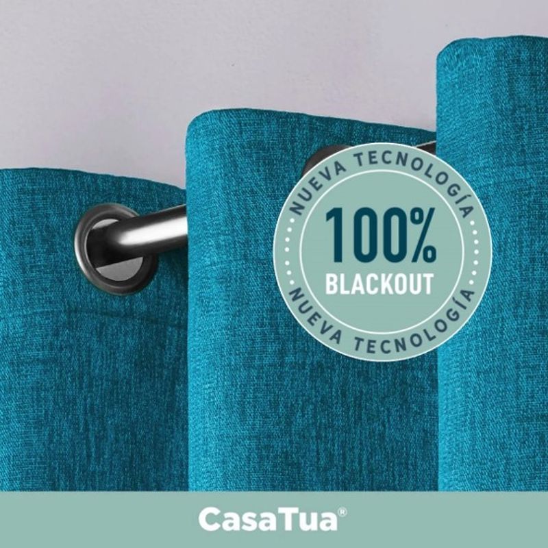GENERICO - CORTINAS BLACKOUT 2 LIENZO140X230 C/U COLOR VERDE PETROLEO ENGOMADA TF