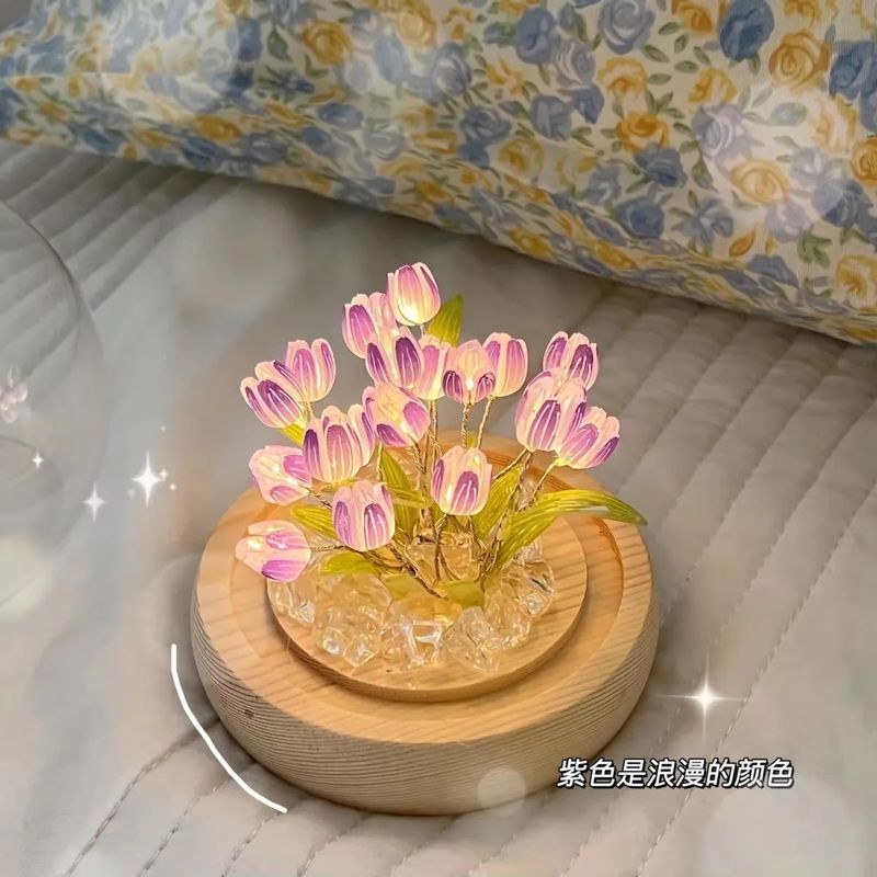 GENERICO - Lámpara De Noche Velador Tulipanes De Flores Eternas Adornos