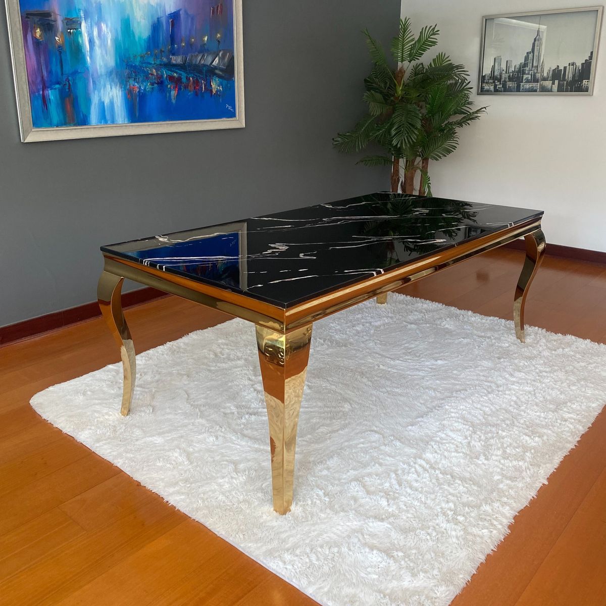 GENERICO - Mesa de Comedor Cosmo Dorado Negro Estambul Design.