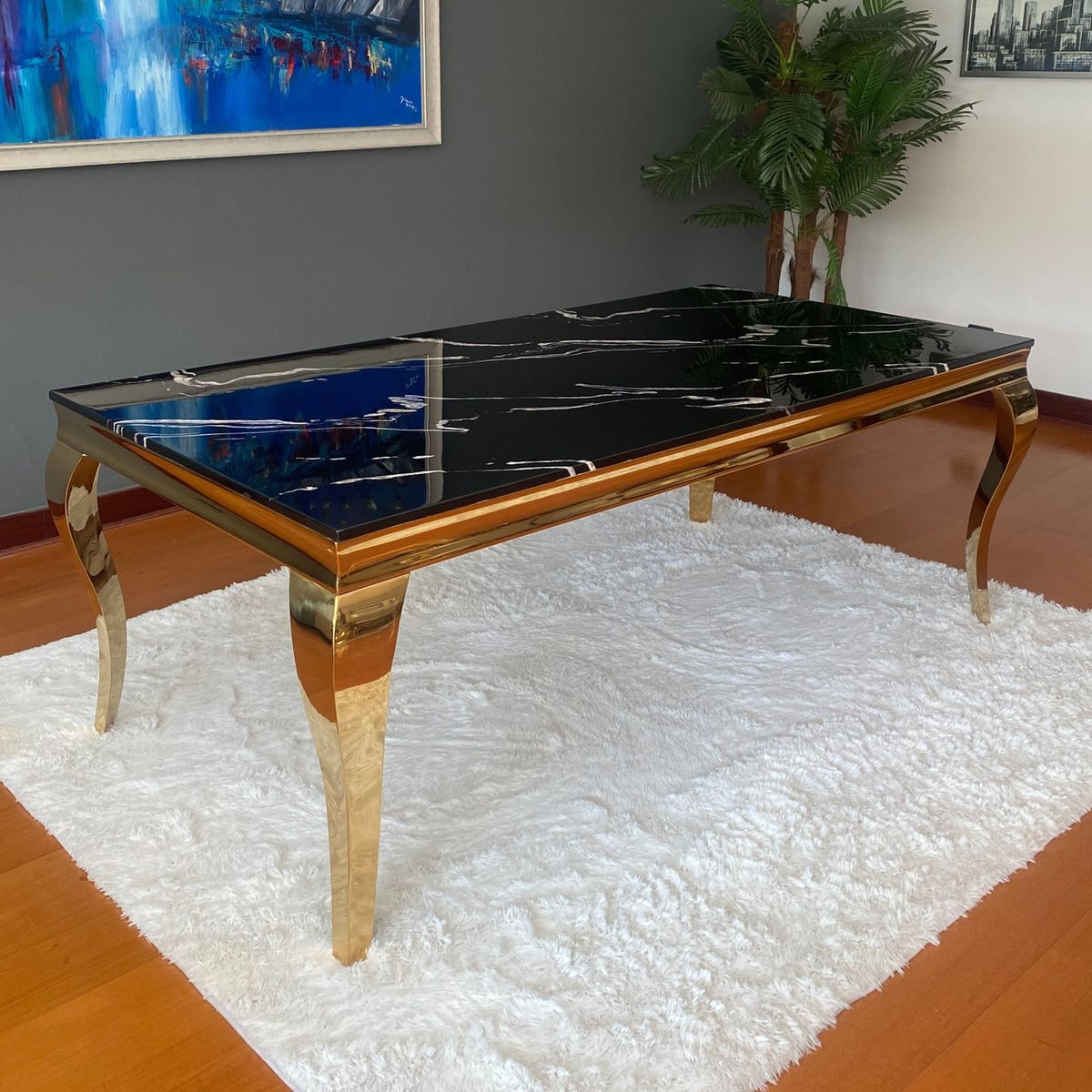 GENERICO - Mesa de Comedor Cosmo Dorado Negro Estambul Design.