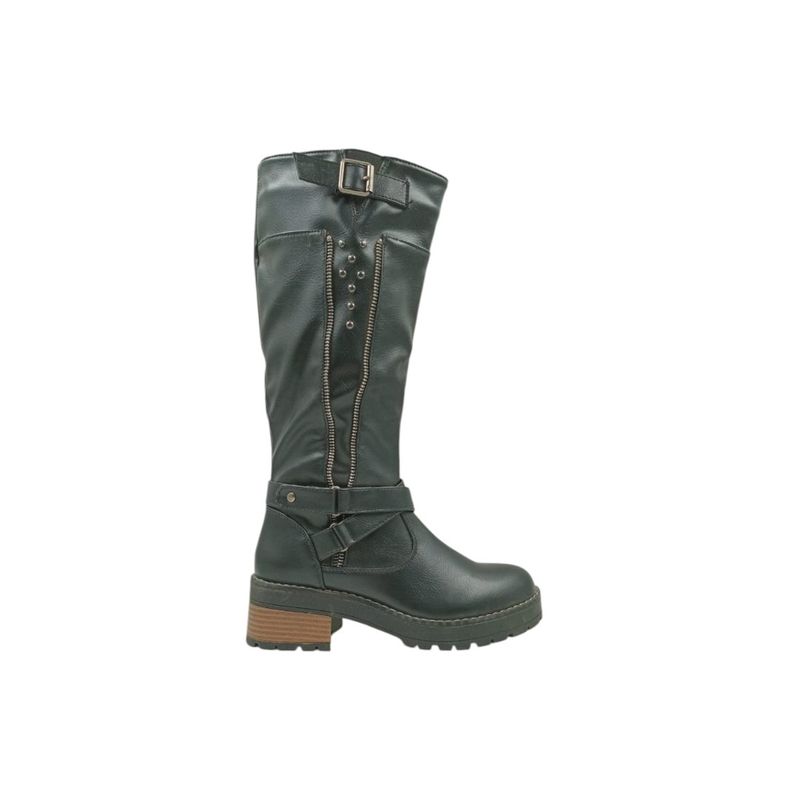 HERIEL - Bota Negra Tachas Mujer
