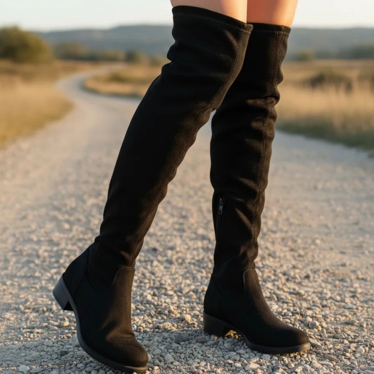 SNOOPY - Bota Bucanera  Mujer  Taco Bajo en Gamuza Elasticada  M325