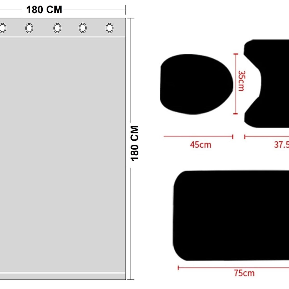 GENERICO - SET DE BAÑO IMPERMEABLE 4 PIEZAS CON DISEÑO FLORES AZUL WYN