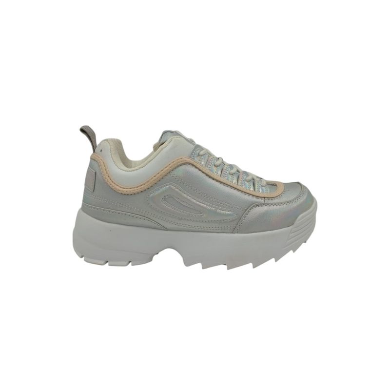 HERIEL - Zapatilla Plateada Plataforma Mujer