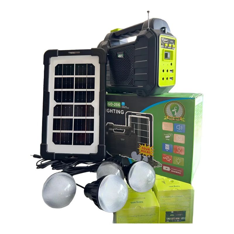 GENERICO - Kit Emergencia Linterna Solar Con Ampolletas Mp3 Radio