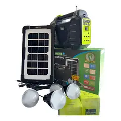 GENERICO - Kit Emergencia Linterna Solar Con Ampolletas Mp3 Radio