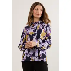 MA GRIFFE - Blusa Manga Larga Azul Marino Mujer Magriffe